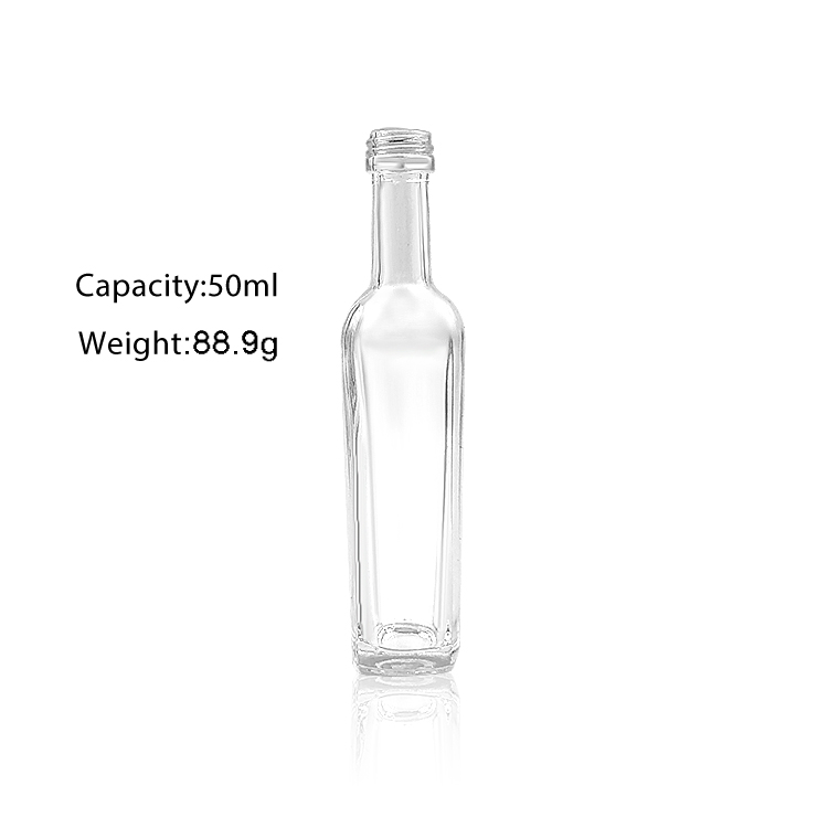 50ml square glass liquor spirit bottle