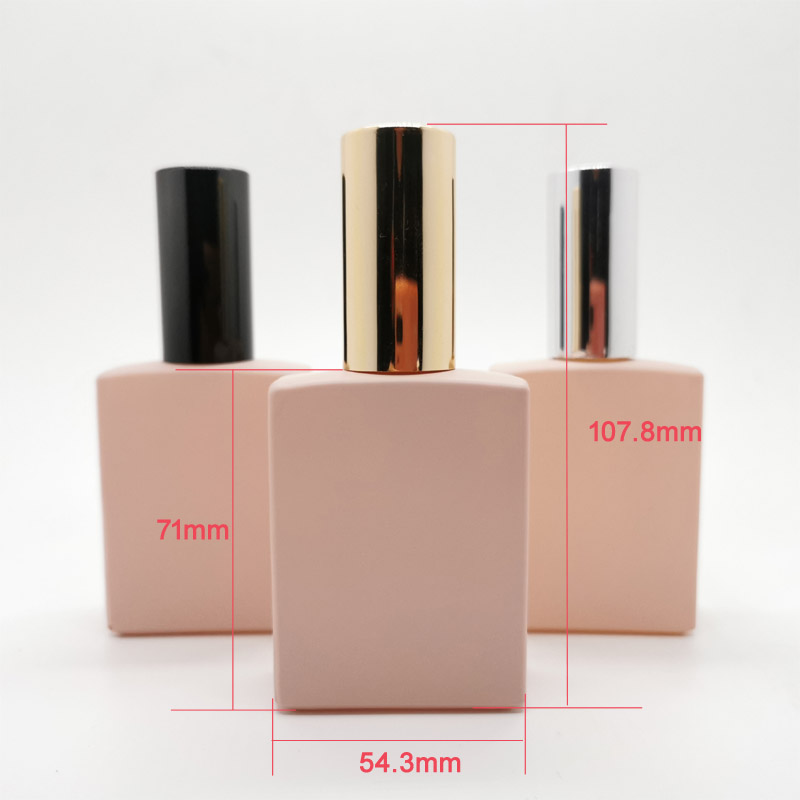 50ml square pink glass perfume bottle cosmetic packaging glass mist bouteille de soin