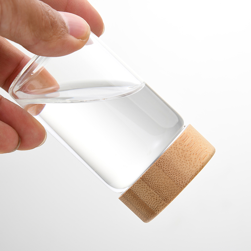 50ml threaded bamboo lid borosilicate glass bottle 100ml small honey jar sealed transparent glass bottle