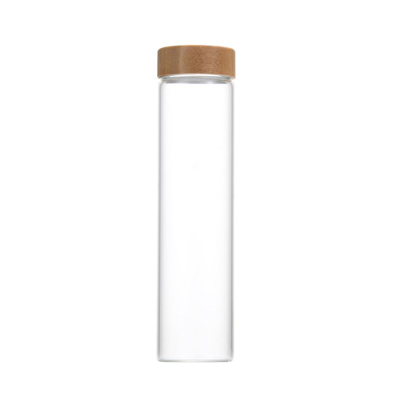 50ml threaded bamboo lid borosilicate glass bottle 100ml small honey jar sealed transparent glass bottle