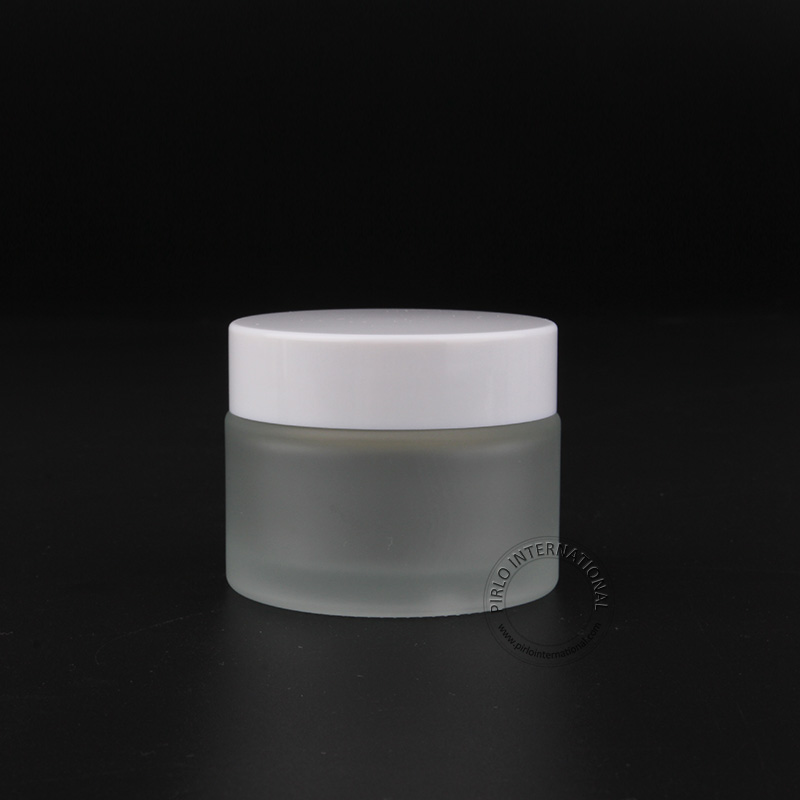 50ml transparent frosted glass jar with screw cap 50g customized personal care bottles wholesale