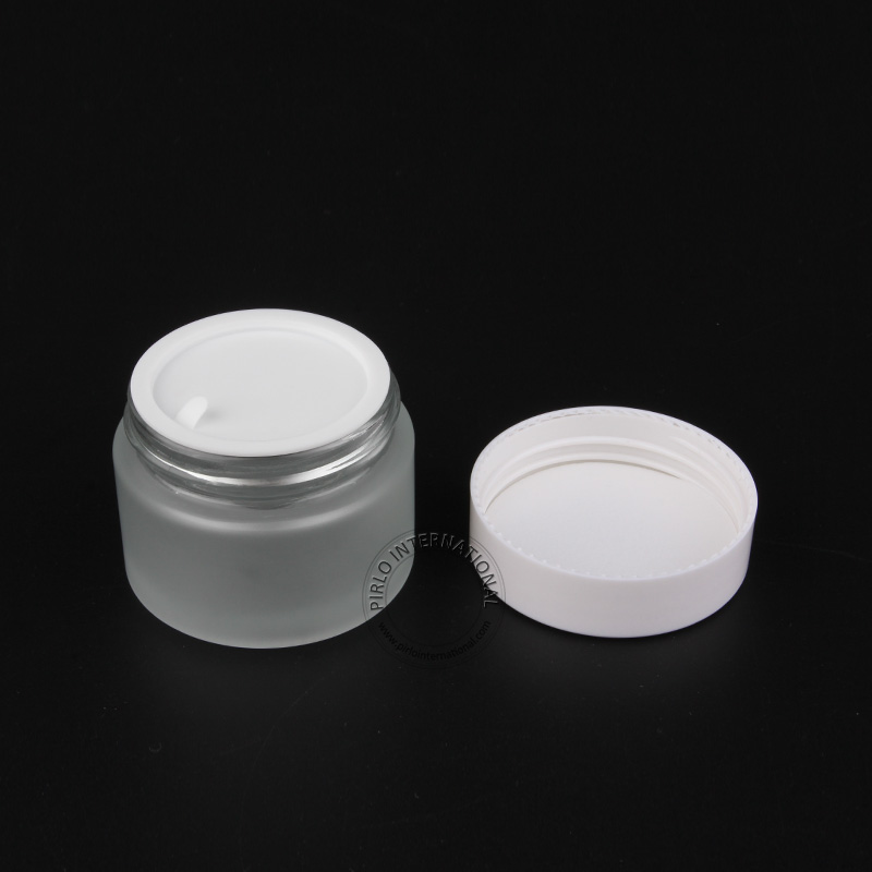 50ml transparent frosted glass jar with screw cap 50g customized personal care bottles wholesale
