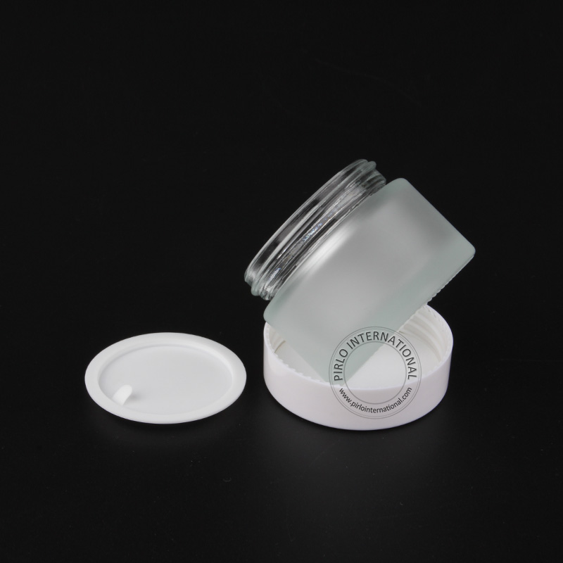 50ml transparent frosted glass jar with screw cap 50g customized personal care bottles wholesale