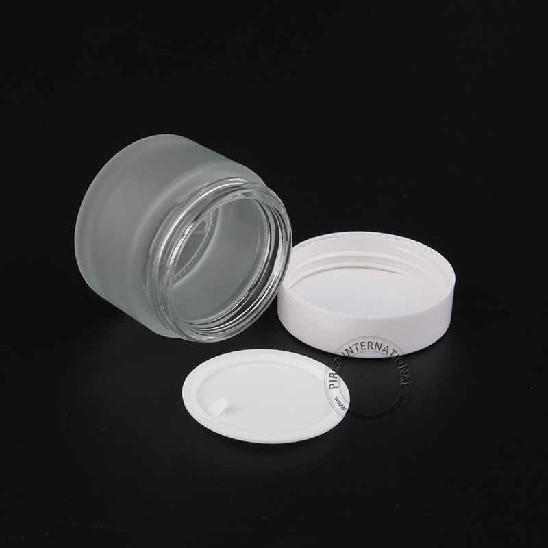 50ml transparent frosted glass jar with screw cap 50g customized personal care bottles wholesale