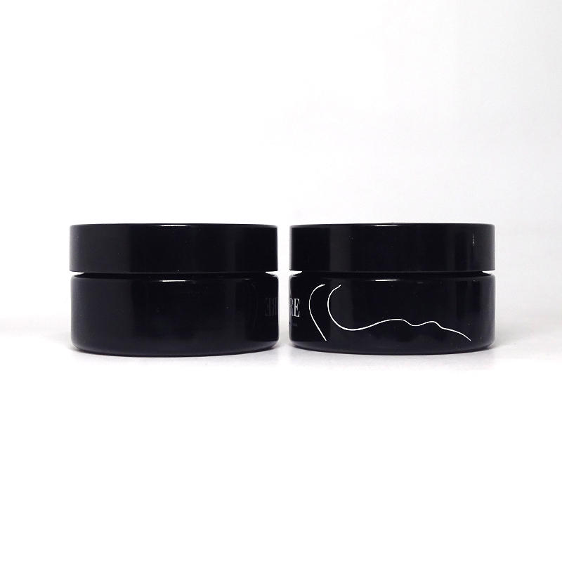 50ml uv black dark violet glass jar with black lid for cosmetic cream balm