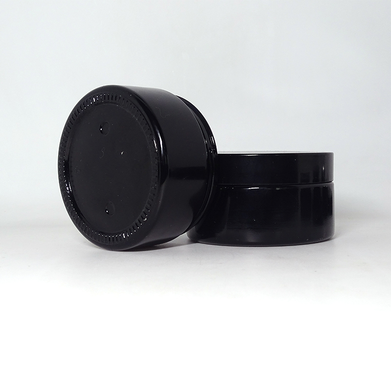 50ml uv black dark violet glass jar with black lid for cosmetic cream balm