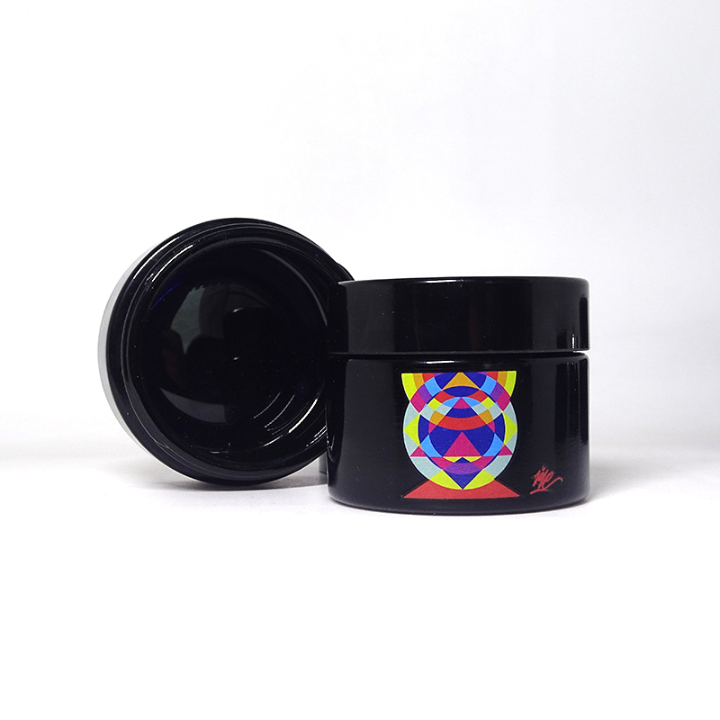 50ml uv black dark violet glass jar with black lid for cosmetic cream balm