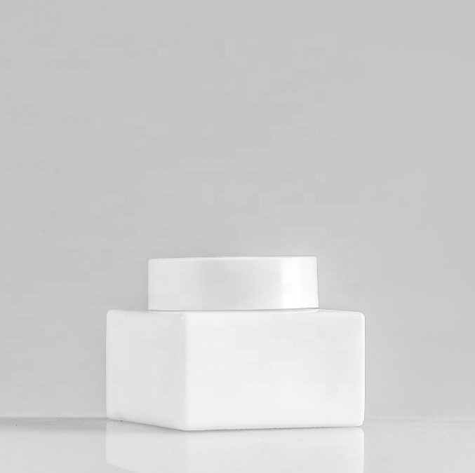 50ml white glass saqure cream cosmetic jar