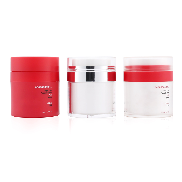 50ml white red moisturizer cosmetic vacuum packaging airless pump emulsion jar with cap for makeup