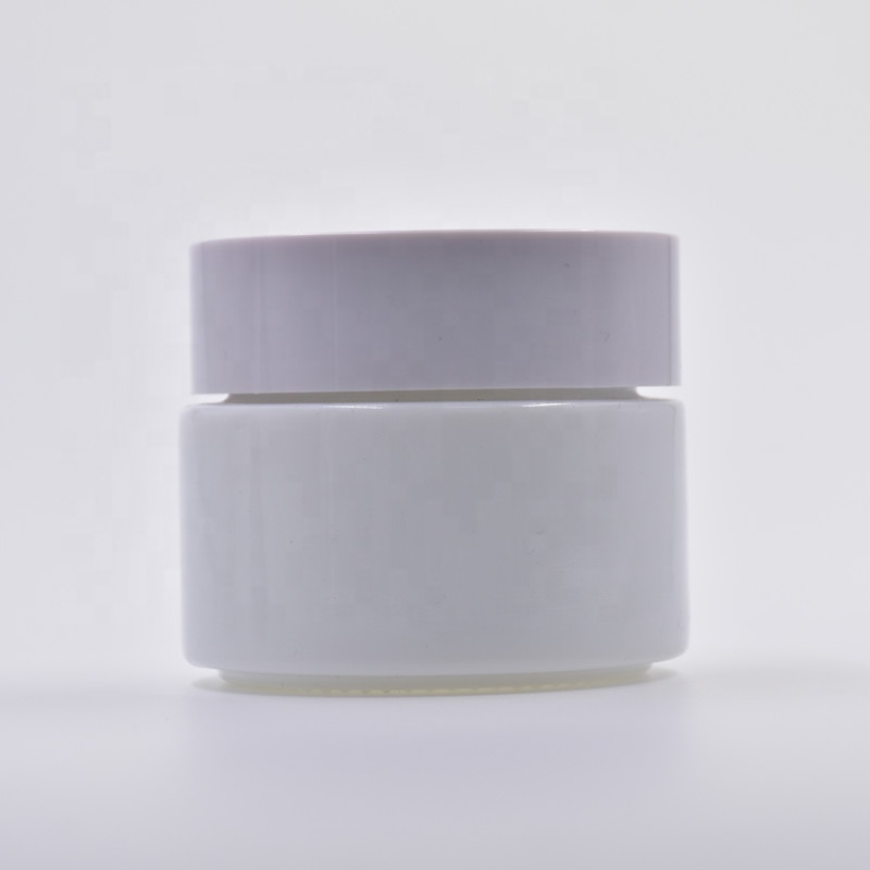 50ml white screw cap cosmetic containers sample testing packaging glass bottle empty makeup face eye cream jar with lids