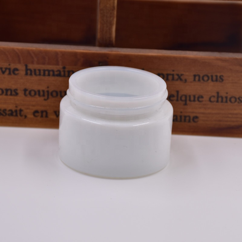 50ml white screw cap cosmetic containers sample testing packaging glass bottle empty makeup face eye cream jar with lids