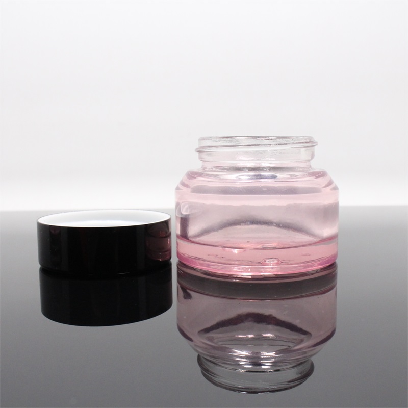 50ml wholesale cosmetic glass packaging glass cream jar with black lid with good price packaging cosmetique