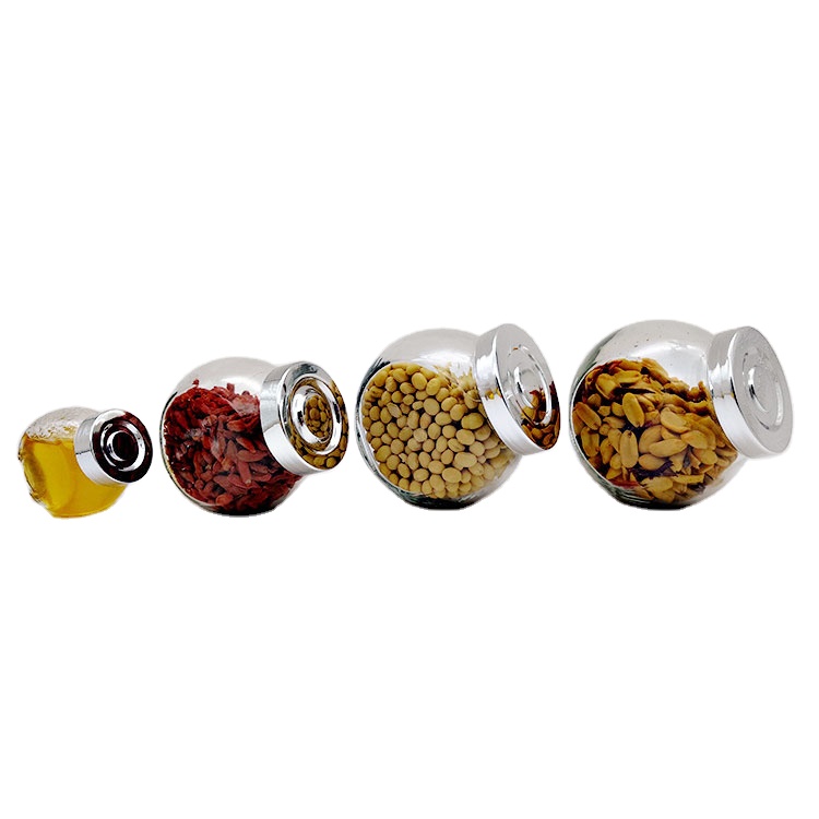 50ml180ml380ml480ml flat drum clear candy/cookie/ preserved fruit food container storage glass jars set