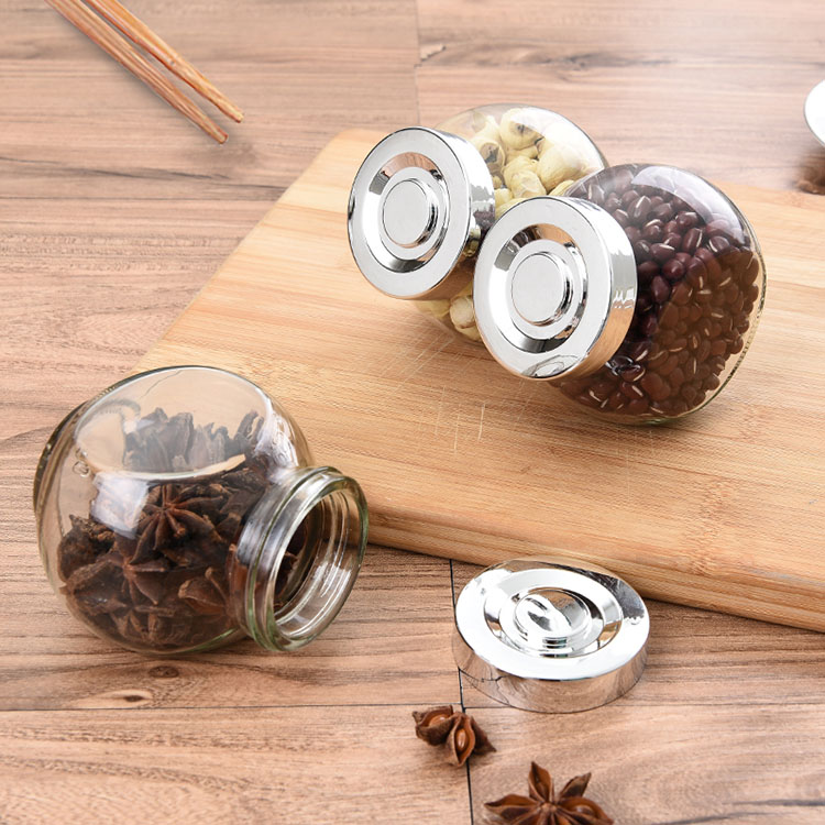 50ml180ml380ml480ml flat drum clear candy/cookie/ preserved fruit food container storage glass jars set