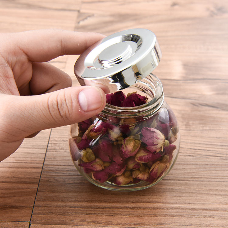 50ml180ml380ml480ml flat drum clear candy/cookie/ preserved fruit food container storage glass jars set