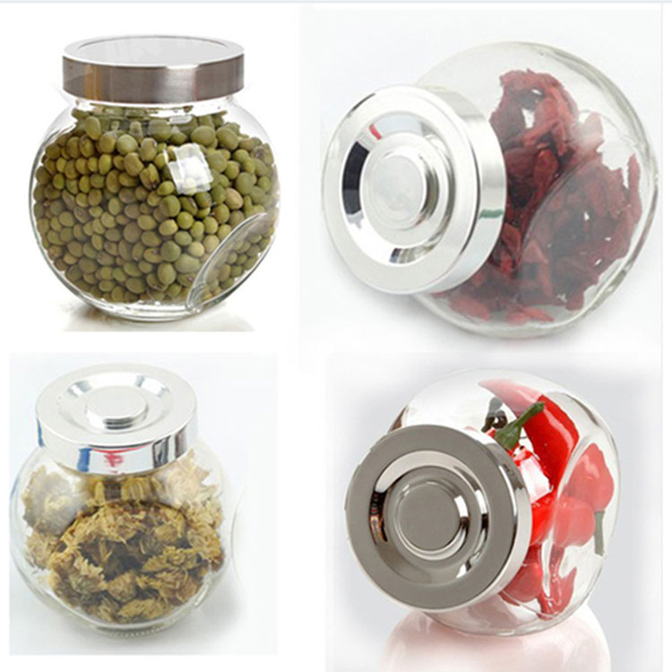 50ml180ml380ml480ml flat drum clear candy/cookie/ preserved fruit food container storage glass jars set