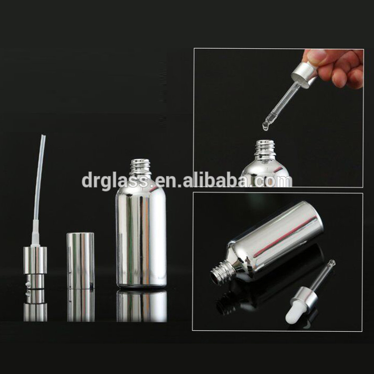 50ml5ml20ml30ml100ml10 Ml glitter nozzle cosmetic Dropper 15ml Silver Spray Bottle with Pump non plastic