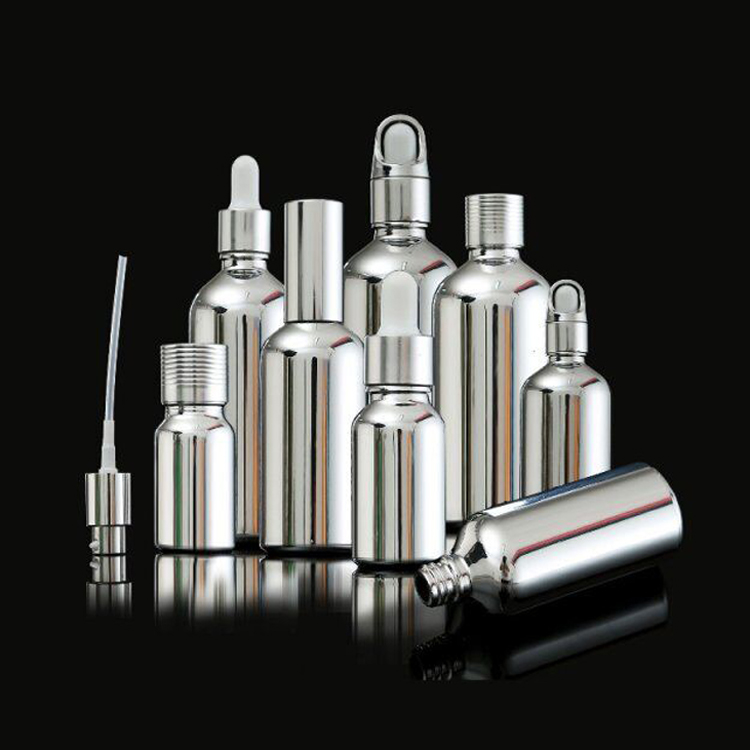 50ml5ml20ml30ml100ml10 Ml glitter nozzle cosmetic Dropper 15ml Silver Spray Bottle with Pump non plastic