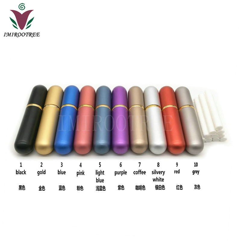50pcs/lot Aromatherapy Essential Oil Aluminum Metal Blank Nasal Inhaler Tubes Aluminum Nasal Inhalator with Refill Cotton Wicks