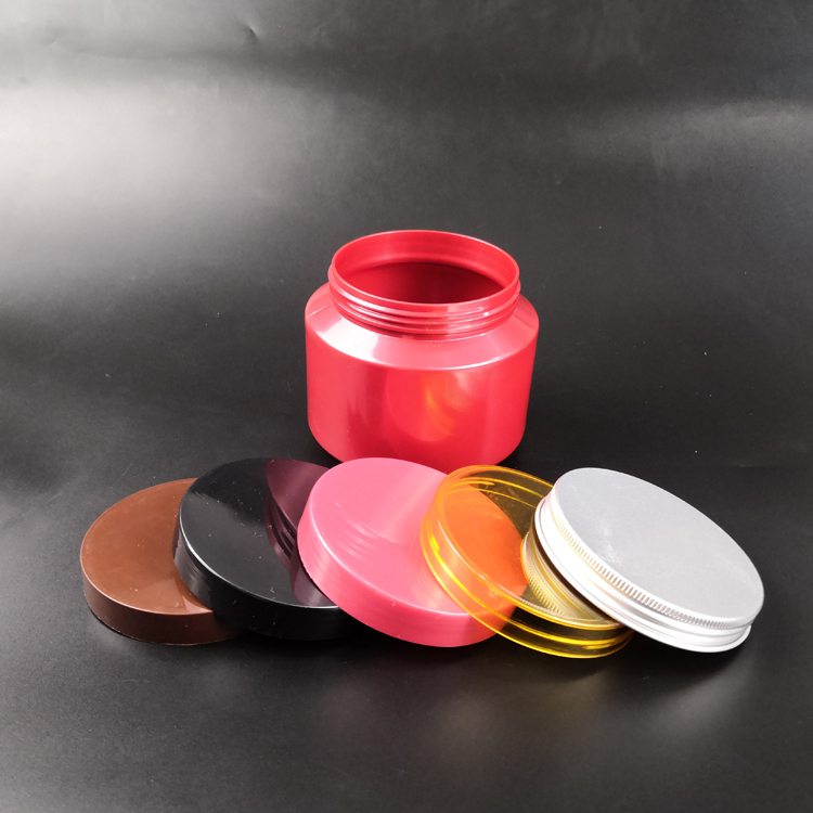 520ml 17 oz Empty Refillable PET Plastic Cosmetic Containers Red Wide Mouth Jars for Powder, Body Cream, Lotion Packaging