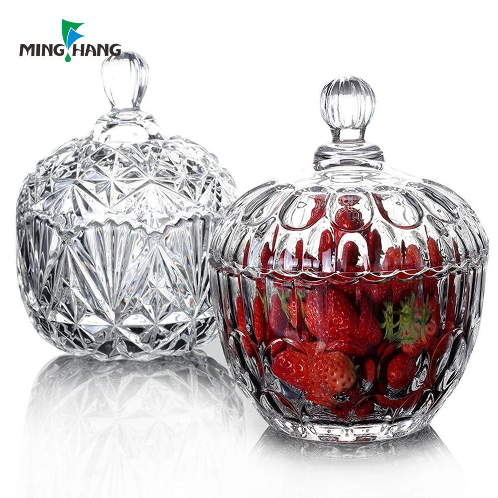 530ml Decorative Glass Vase Glass Storage Jars Fruit and honey jar With glass cover