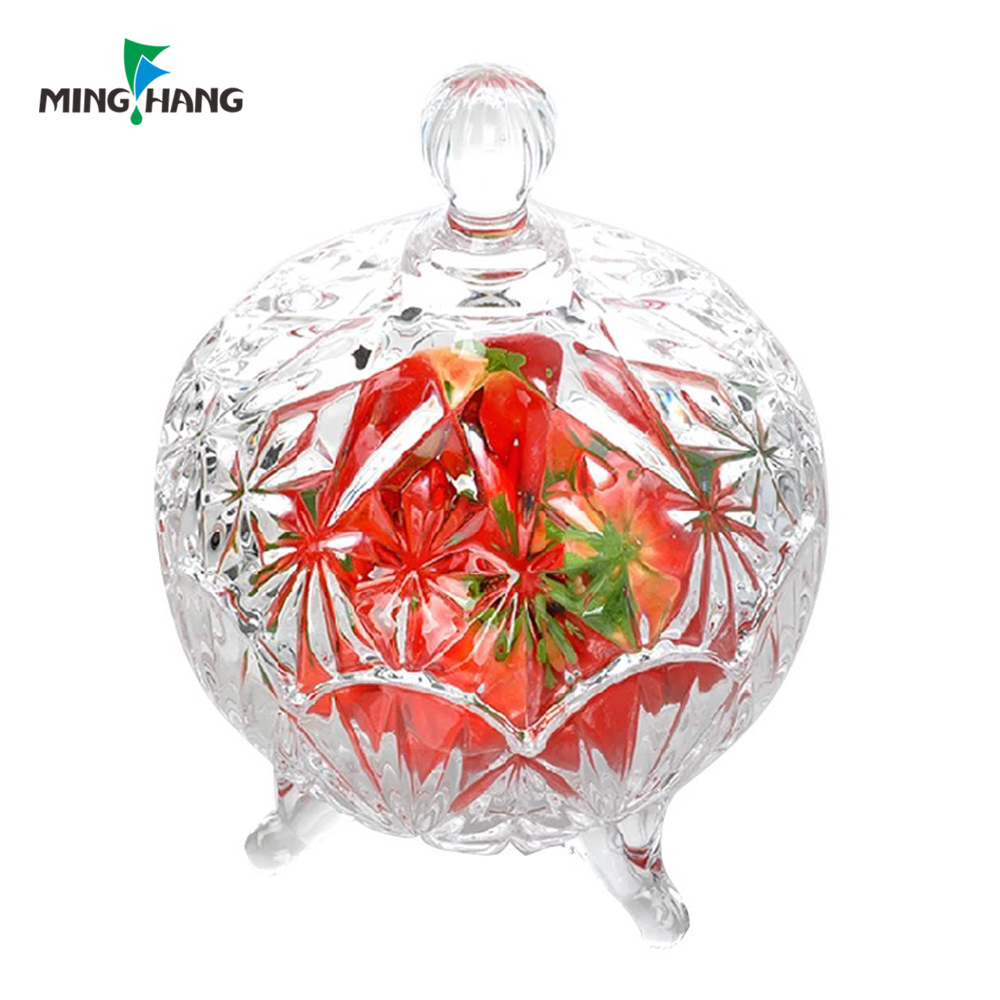 530ml Decorative Glass Vase Glass Storage Jars Fruit and honey jar With glass cover