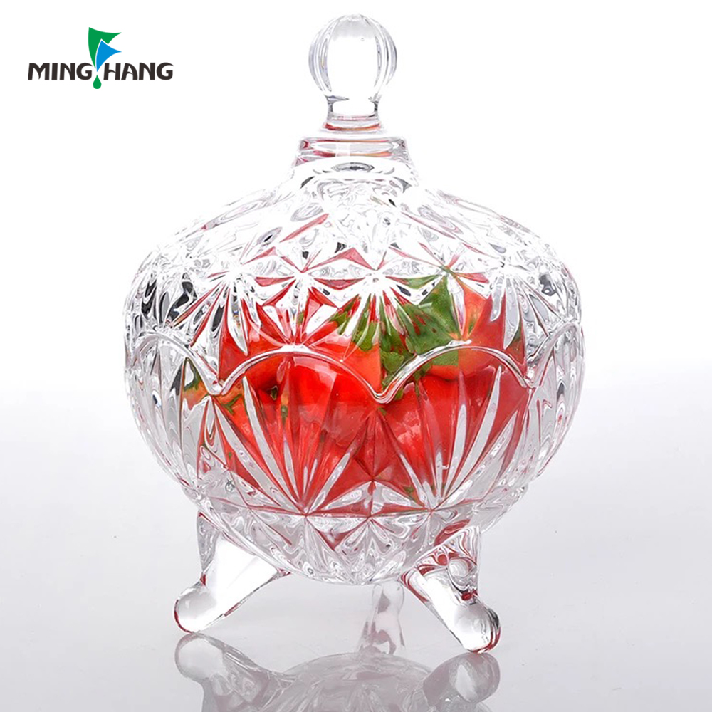 530ml Decorative Glass Vase Glass Storage Jars Fruit and honey jar With glass cover