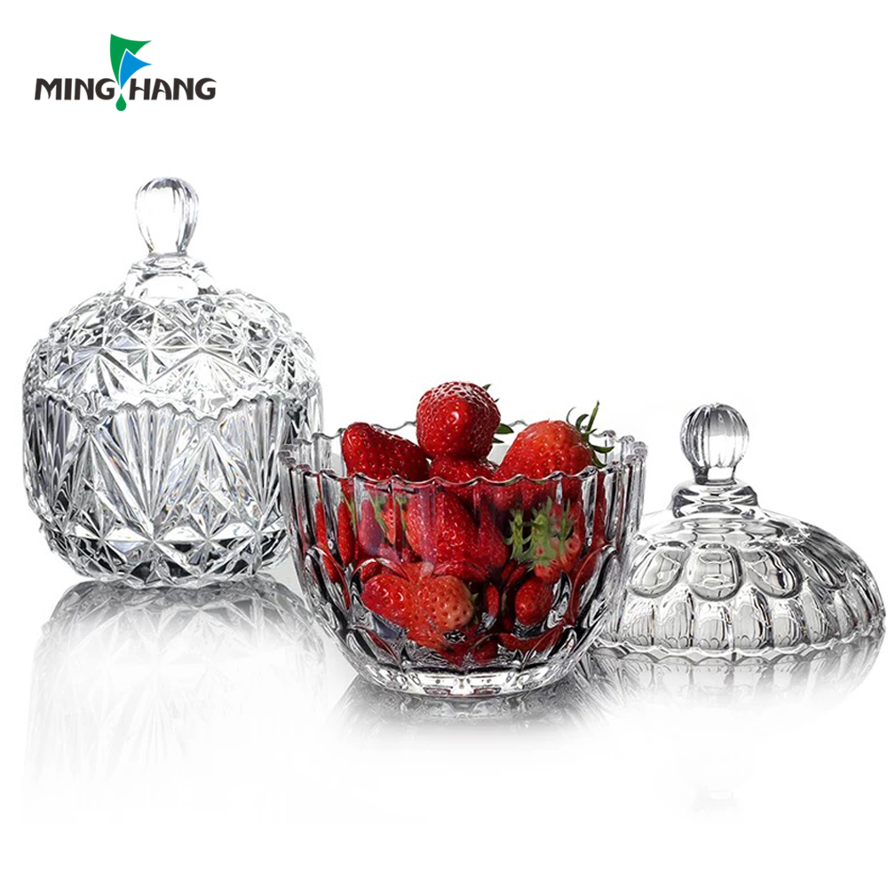 530ml Decorative Glass Vase Glass Storage Jars Fruit and honey jar With glass cover