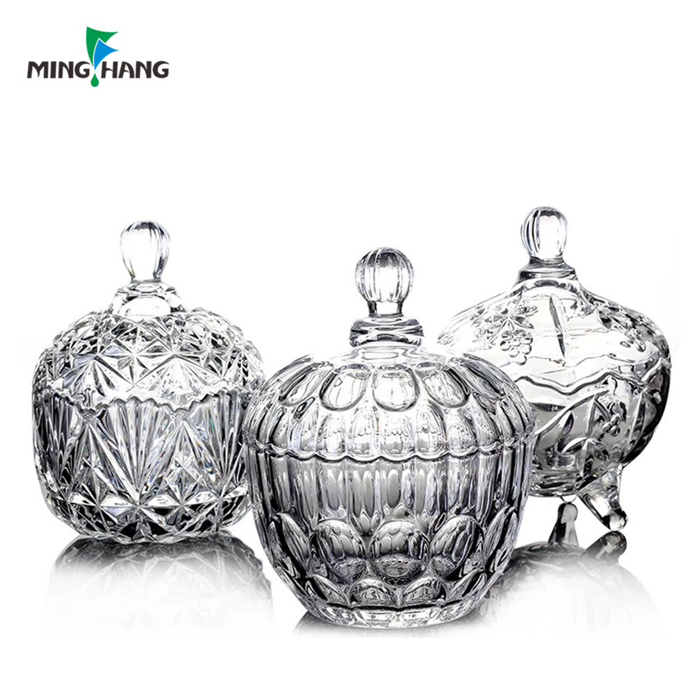 530ml Decorative Glass Vase Glass Storage Jars Fruit and honey jar With glass cover