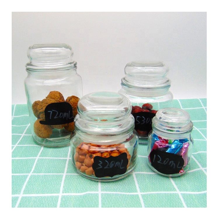 530ml medium clear round candy storage glass jar with dome lid