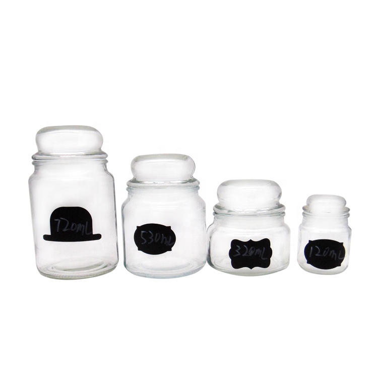 530ml medium clear round candy storage glass jar with dome lid