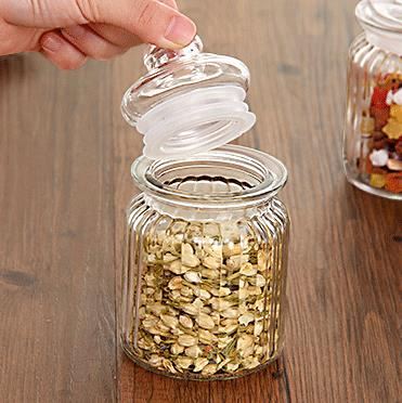 550ml clear round Food grade glass storage food jar glass jar with glass lid