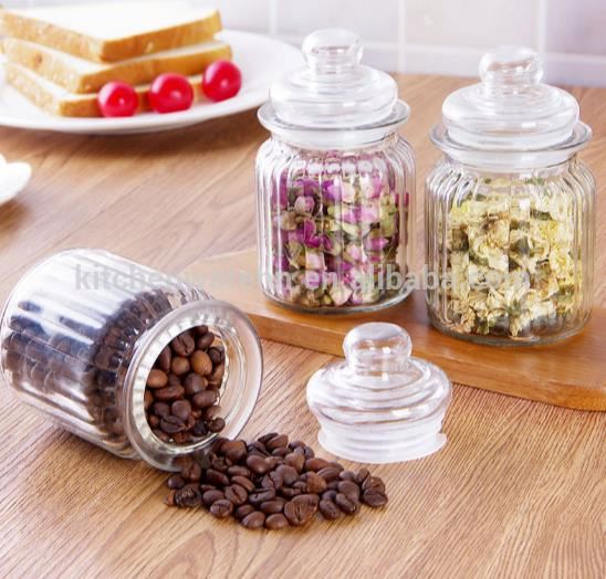 550ml clear round Food grade glass storage food jar glass jar with glass lid