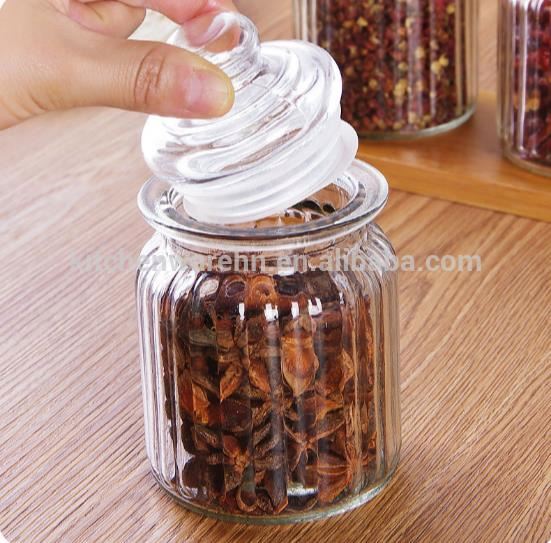550ml clear round Food grade glass storage food jar glass jar with glass lid