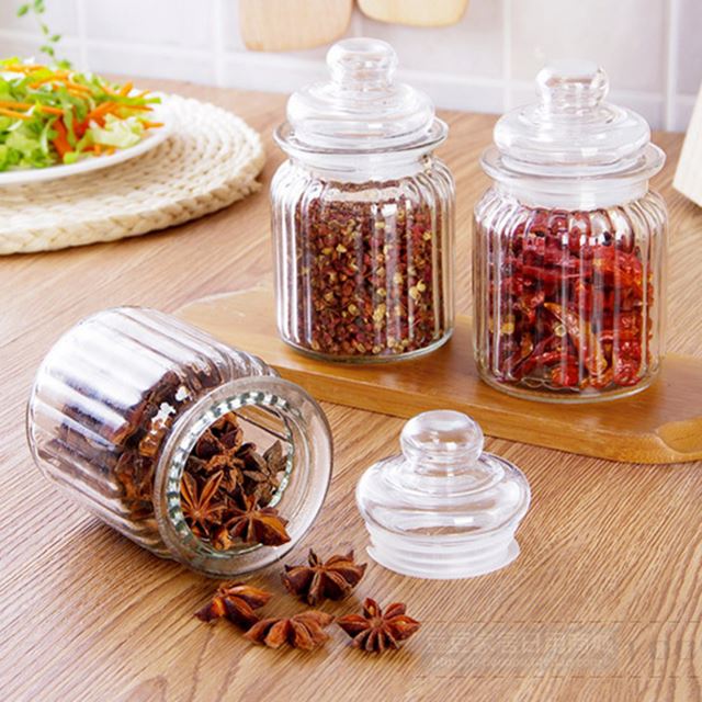 550ml clear round Food grade glass storage food jar glass jar with glass lid