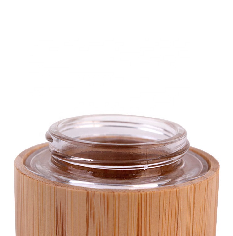 55ml High end bamboo wrapped glass cream jar with wooden lid