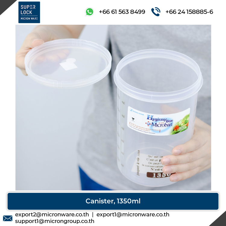 #5635 Airtight System Modern Style 1350ml Capacity Food Storage Plastic Canister with Scale