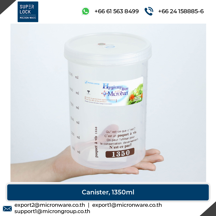 #5635 Airtight System Modern Style 1350ml Capacity Food Storage Plastic Canister with Scale