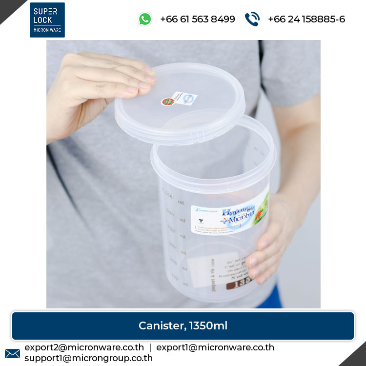 #5635 Airtight System Modern Style 1350ml Capacity Food Storage Plastic Canister with Scale