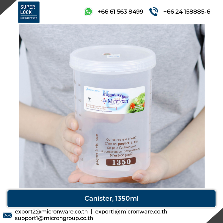 #5635 Airtight System Modern Style 1350ml Capacity Food Storage Plastic Canister with Scale
