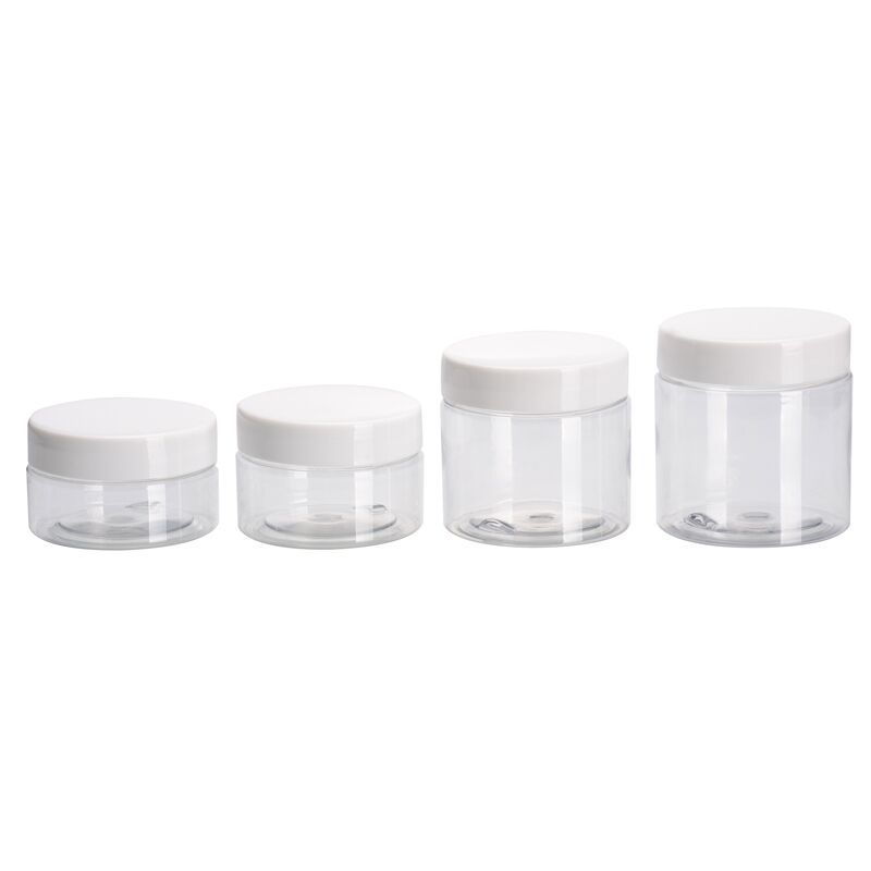 56mm neck 50ml 60ml 100ml 120ml PET Clear Wide Mouthed Round Cream Jar with Plastic and Aluminum Screw Lids for choose