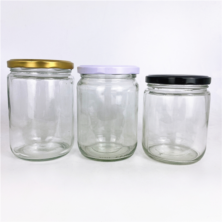 570ml 500ml 16oz straight glass jar with lug cap wide mouth glass container for food factory