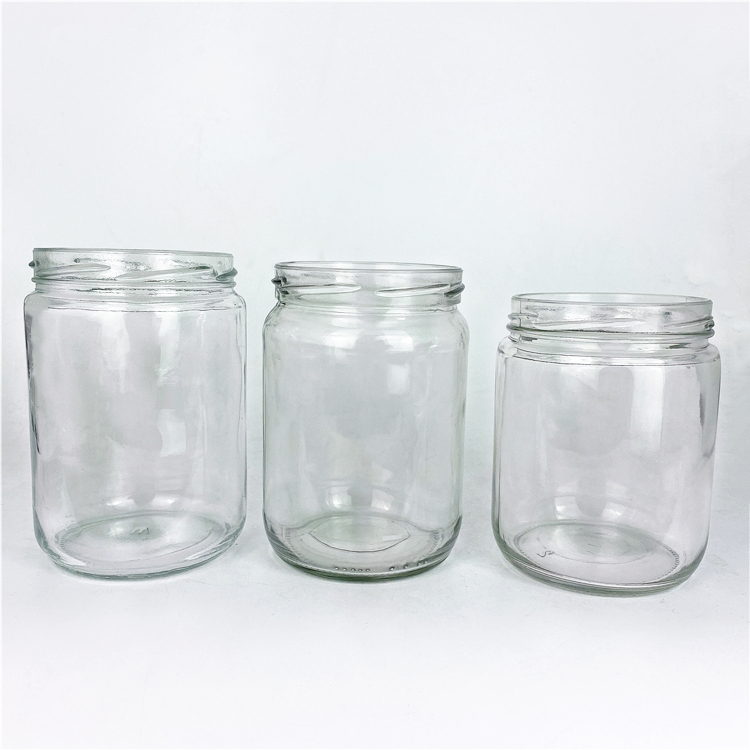 570ml 500ml 16oz straight glass jar with lug cap wide mouth glass container for food factory