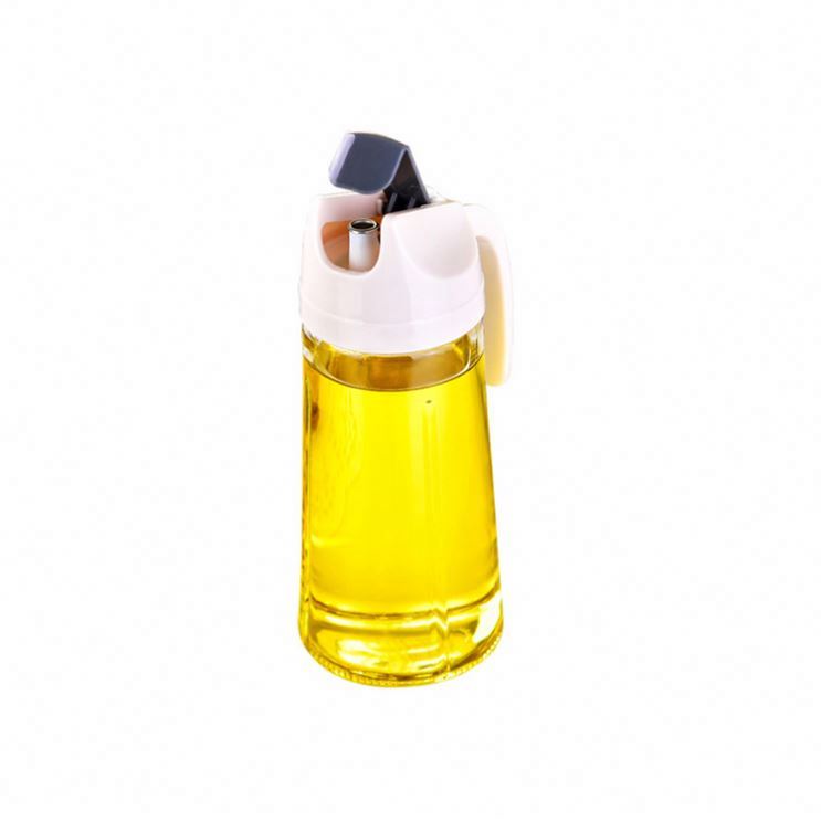 580 Creative Leak-proof Oil Container Kitchen Multi-purpose Automatic Opening Closing Transparent Glass Oil Bottle Dispenser