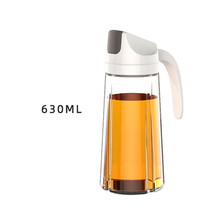 580 Creative Leak-proof Oil Container Kitchen Multi-purpose Automatic Opening Closing Transparent Glass Oil Bottle Dispenser