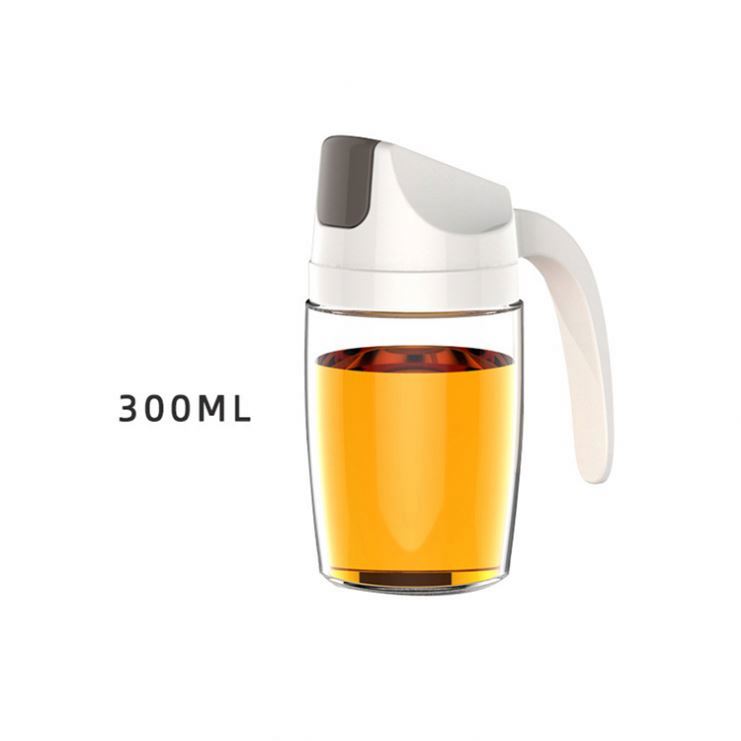 580 Creative Leak-proof Oil Container Kitchen Multi-purpose Automatic Opening Closing Transparent Glass Oil Bottle Dispenser