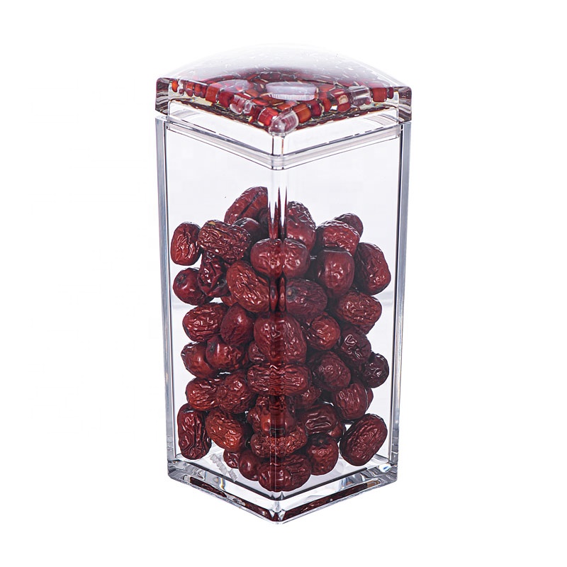 5830L 900ML Injection Large Square Candy Bottle Sealed Plastic Storage Bin Cookie Food Container Acrylic Airtight Jar