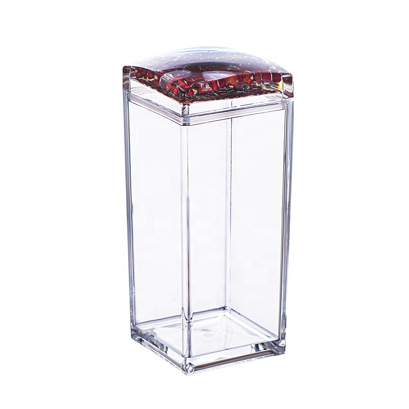 5830L 900ML Injection Large Square Candy Bottle Sealed Plastic Storage Bin Cookie Food Container Acrylic Airtight Jar