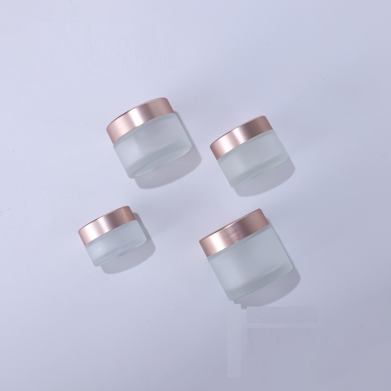 5G~100G Matte Rose Gold Frosted Cream Jar Glass Cosmetic Containers Makeup Empty Jar for Lotions and Creams