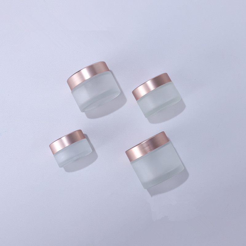 5G-100g frosted transparent glass rose Gold Cream jar
